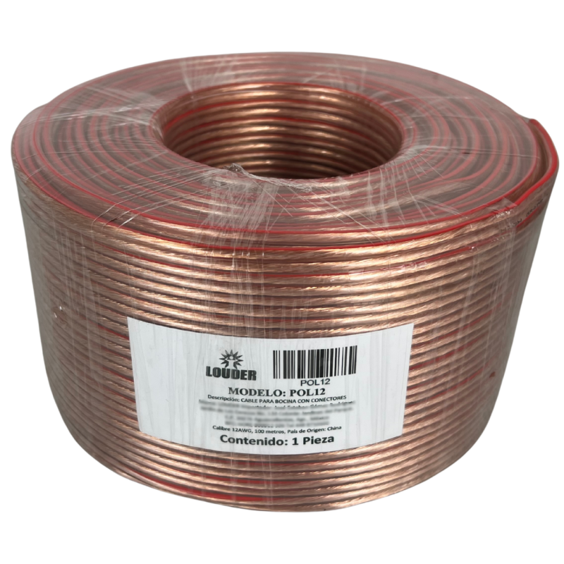 Rollo De Cable Para Bocina Uso Rudo Calibre 12 Polariza...