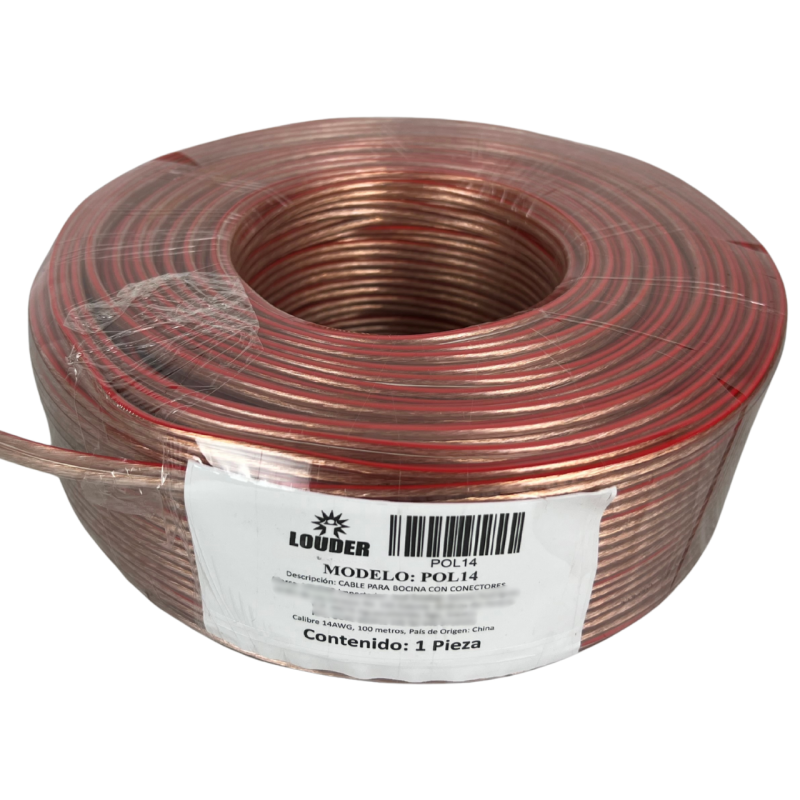 Cable Para Bocina Uso Rudo Polarizado Calibre 14 100 Mt...