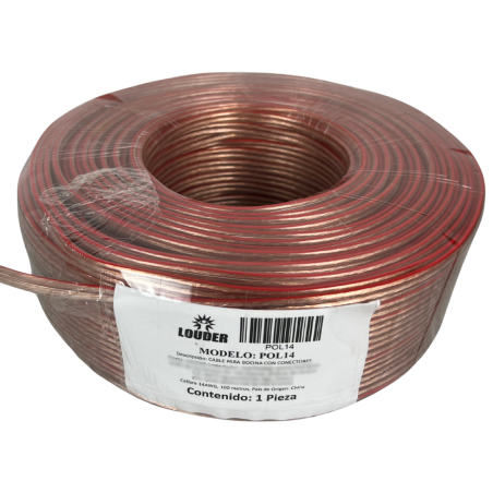 Cable Para Bocina Uso Rudo Polarizado Calibre 14 100 Mt...