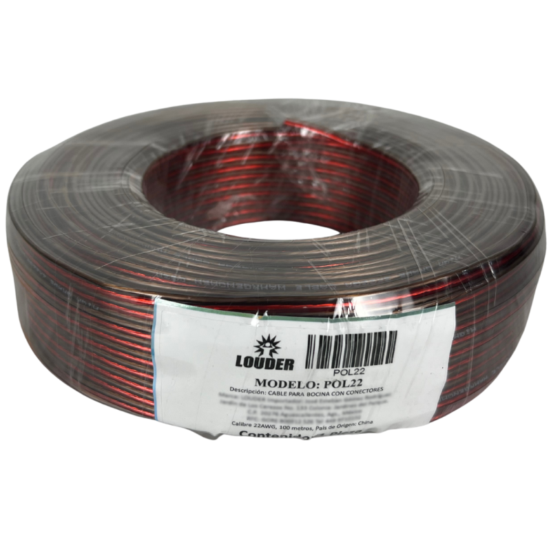POL22 Cable Polarizado Para Bocina Calibre 22 Uso Rudo 100 Metros