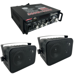 Amplificador + 2 Bocinas Ambientales Exterior Bluetooth...